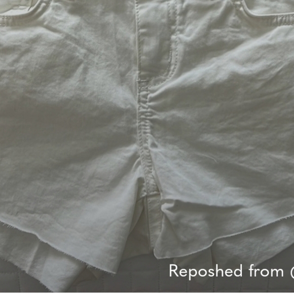 L'AGENCE Shorts white cotton spandex raw edge mid-rise WHITE SHORTS 25 - Picture 1 of 5